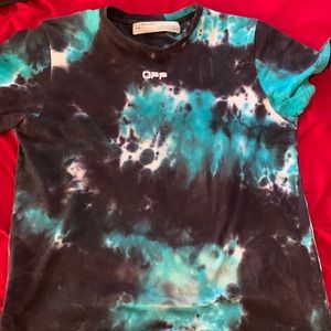 A Tie Dye Green And White Off White T Shirt By The LATE Virgil Abloh(RIP) Size M